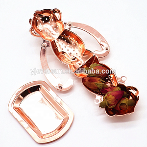 Colador de acero inoxidable Chapado en cobre con forma de mono, para té, café, hierbas, especias, infusión, fabricante de filtros - Product Image 2