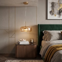 Lampe suspendue en verre ambré soufflé de luxe, vente en gros d'usine, luminaire suspendu en laiton doré, taille personnalisée pour restaurant