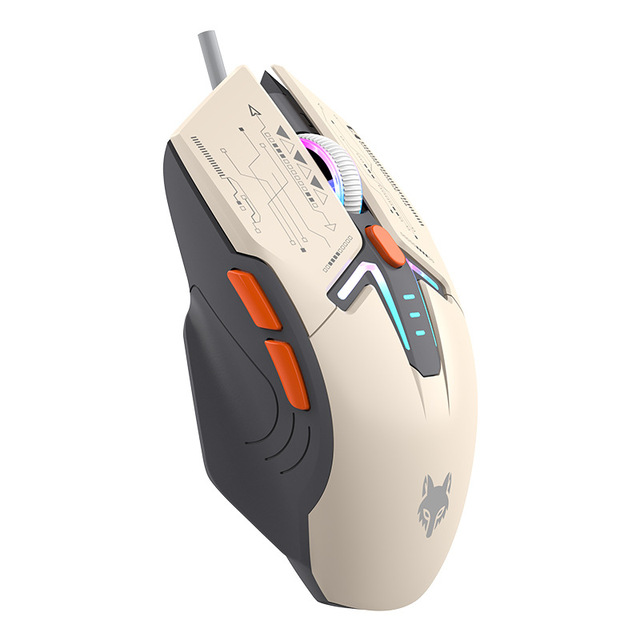 Professional Cool RGB Esports Mouse Three-Tone Mecha Style Wired Gaming Mouse for PC Computer Home and Office Use