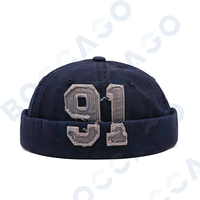 Topi Docker Tanpa Pinggiran Desain Baru 2026, 91 Patch, Gaya Retro Vintage, Buckle Pengatur Logam, Keren, Unisex untuk Dewasa