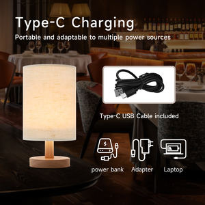Bureaulamp Stof Houten Tafellamp Nachtlampenkap Nachtlampje Slaapkamer Kantoorkamer Dinning Lampen (Usb) - Product Image 5