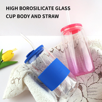 Ensemble de tasses en verre personnalisées de 16oz 20oz tasse à café et thé en verre gobelet en verre borosilicaté avec couvercle et paille