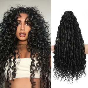 Jessca تجديل طويل جديد كروشيه مجعد اصطناعي أسود مع معالجة كيميائية مصبوغة للنساء - Product Image 1