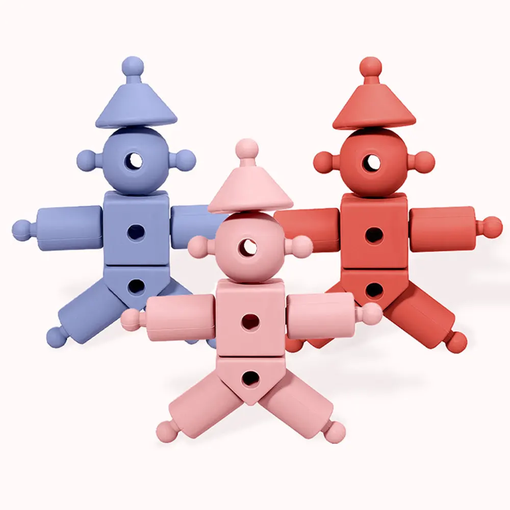 2024 Montessori eğitim bebek diş kaşıyıcı oyuncak anaokulu okul öncesi yapı taşları kök silikon çocuklar öğrenme için oyuncak birleştirin