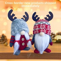 Paigo 2026 Nuevo Gnomo de Navidad Rojo y Gris, Muñeco de Peluche sin Rostro de Anciano, Adorno Creativo de Reno Rudolph con Astas, Estilo Europeo-Americano