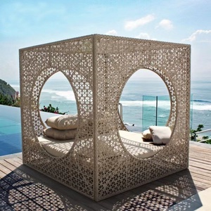 Hiện đại ngoài trời sân bãi biển Lounger Sun nệm giường Patio mây ngày giường với tán - Product Image 2