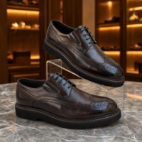 Chaussures Richelieu à lacets pour hommes, semelle épaisse, en cuir véritable, fabriquées à la main, de luxe, décontractées et habillées, plateforme robuste, RADOLFA