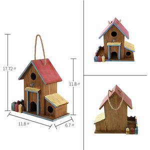 Casetta per Uccelli in Legno Naturale Traspirante per l'Allevamento di Pappagalli, da Appendere in Giardino, Interno ed Esterno - Product Image 3