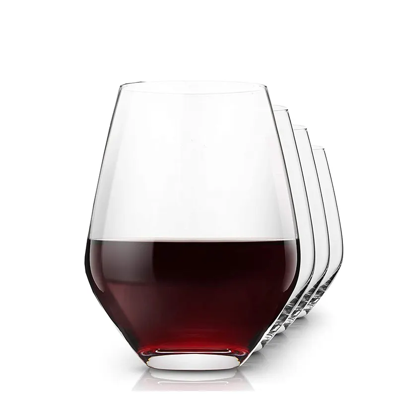 Vaso de copa de vino sin tallo, transparente, estampado, 4 oz