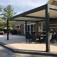 Persienne électrique entièrement automatique pour l'extérieur Pergola motorisée en aluminium avec lumières et portes coulissantes en verre