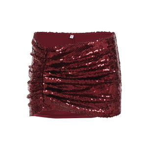 <b>Sexy</b> Natural Waist Sequin Skort-Breathable Glittery Ruffle Hem Summer <b>Skirt</b> with Built-in Shorts 100% Polyester - Product Image 5