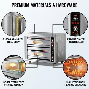 Four électrique commercial à double étage et <span class=keywords><strong>quatre</strong></span> plateaux, idéal pour les boulangeries, la pizzeria, le pain et les gâteaux - Vente chaude - Product Image 5