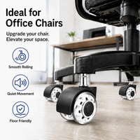 Lot de 5 roulettes pivotantes modernes de 2 pouces pour chaise de bureau, en PU, avec roulement à billes, capacité de charge de 50 kg, silencieuses, pour salon et salle à manger