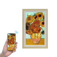 Cadres photo numériques NFT 21,5 pouces avec application, partage multi-utilisateurs, connexion téléphonique, vidéo, photo, cadre en bois, pour intérieur, ascenseur, éducation, Android