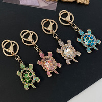 Vente en gros de porte-clés tortue bling cristal strass animaux de l'océan porte-clés diamant porte-clés de voiture porte-clés tortue porte-clés tortue
