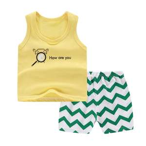 Ropa Infantil de Algodón al por Mayor, Ropa de Casa con Dibujos Animados, Conjunto Deportivo Infantil Liso, Pijama Infantil de Verano, Conjunto de Manga Corta - Product Image 3