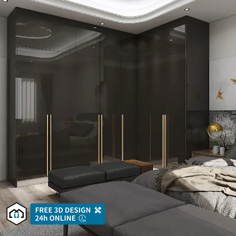 Özelleştirilmiş modüler mdf otel tam lüks yatak odası depolama dolabı mobilya modern siyah armoire dolap dolapları tasarımları