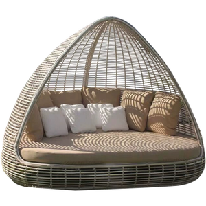Lit de repos d'extérieur mobile en osier nordique, type cage à oiseaux double, pour villas de villégiature, bord de piscine, hôtels et plage - Product Image 5