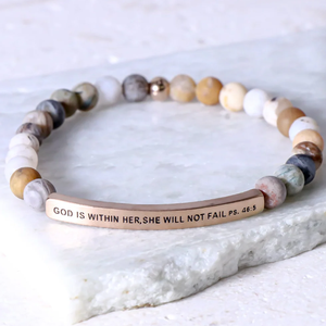Loveher Gepersonaliseerde Paar Natuursteen Kralen Armband Gegraveerd Bericht Natuursteen Armband Cadeau Voor Haar Psalmen Sieraden - Product Image 4