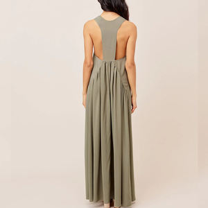 Vestido elegante sin mangas con diseño OEM, estilo fluido, personalizado, 100% poliéster, espalda descubierta, largo maxi, 2026 - Product Image 3