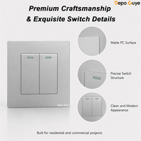 Enchufe de Pared Industrial Gris UK 13A con USB Tipo C de Carga Rápida de 18W, Enchufe Universal de 4 Tomas, Panel de Interruptores de Luz para PC