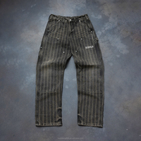 Vêtements Y2K, streetwear personnalisé, jeans rayés déchirés, denim vintage lavé, jeans baggy à double genouillère, vêtements de travail pour hommes
