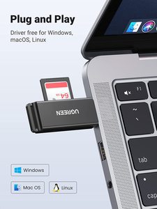 UGREEN SD Card <strong>Reader</strong> - Portable USB 3.0 Dual Slot Flash Memory Card Adapter Hub - Product Image 5