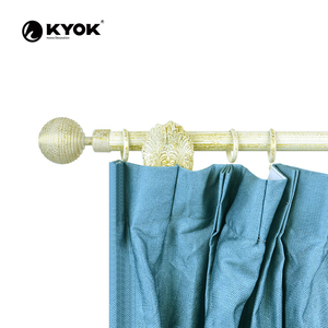 KYOK Decorative <strong>Curtain</strong> Rod - Ornate Fluted <strong>Pole</strong> with <strong>Cream</strong> &amp; Gold Vintage Style - Product Image 3