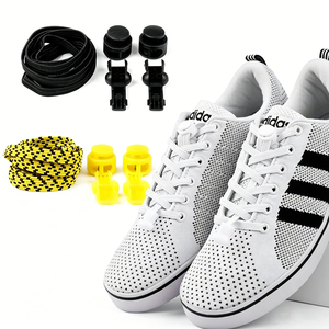 Lacci piatti in poliestere senza nodo con fermacorda in plastica, elastici e senza allacciatura per sneakers - Product Image 3