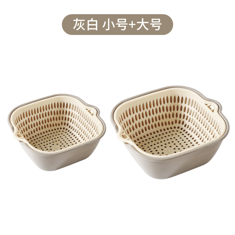Rounded corners, small and large sizes, gray and white [4-piece set]