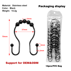 Stainless Steel Shower <b>Curtain</b> Hooks Double Sided Bathroom <b>Curtain</b> <b>Rings</b> - Product Image 3