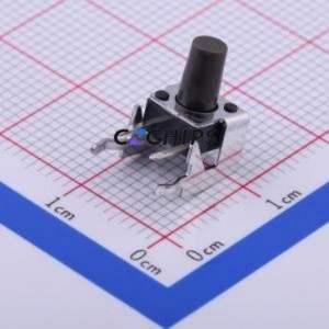 SKHHLRA010 Tactile Switch Through hole Component (THT) Switch Single Pole Single Throw Round Button Right Angle Insert 9.8mm - Product Image 1