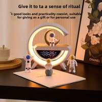 Haut-parleur Bluetooth à charge sans fil, réveil, lampe de bureau multifonctionnelle, veilleuse, ABS, double bass, cadeau d'anniversaire pour hommes
