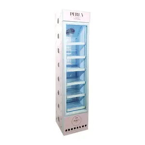 Trắng đu cửa kính merchandiser tủ lạnh với đèn LED chiếu sáng