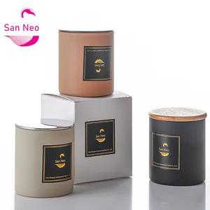 New Materials Good Price Empty Frosted Glass Jar Candle Containers With Lids Wholesale