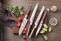 Couteau Santoku japonais professionnel Little Cook, lame super tranchante, manche en bois antidérapant, pour la cuisine, la découpe de viande et de poisson