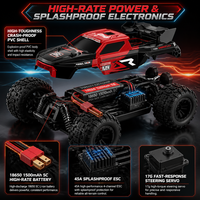 Camion monstre RC 4x4 1:16 2,4 GHz avec 3 vitesses, voiture de course à LED, buggy électrique haute vitesse, jouet de loisir pour enfants avec chargeur