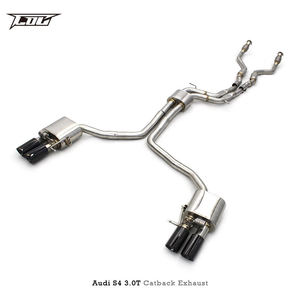 Tuyaux d'échappement en acier inoxydable Boska pour Audi S4/S5 B8 B8.5 3.0T, silencieux cat-back, soupape à vide, embouts plaqués noir - Product Image 5