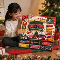 Calendrier de l'Avent de Noël 24 compartiments, Boîte mystère, Jouet anti-stress souple en forme de bâton de beurre, Cadeau surprise de compte à rebours de Noël pour enfants