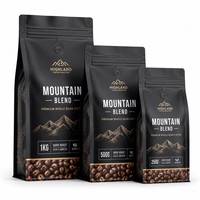 Bolsa de café con cremallera y fuelle lateral, con válvula, impresión por huecograbado, empaque duradero para granos de café, alimentos para mascotas, leche, gelatina, 250g, 500g, 1kg