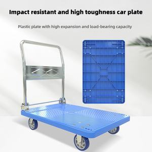 Troli rumah tangga portabel OEM dapat disesuaikan plastik baja 480KG troli datar lipat 90*60 troli tarik kecil - Product Image 6