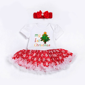 Robe de Noël à manches courtes pour bébé, ma première <span class=keywords><strong>tenue</strong></span> de Noël, barboteuse, ensemble de vêtements pour bébé fille - Product Image 6