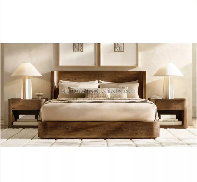 Luxe Bed Indoor Houten Meubels Slaapkamer Sets Hout Platform Kingsize Bed