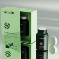 Bouteille en verre à capsule mate bouteilles de supplément de soins de santé bouteille d'emballage de vitamine de comprimé givré personnalisé avec boîte