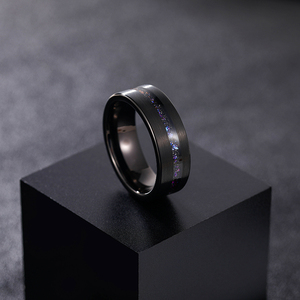Anelli Classici da Uomo Tempusort in Carburo di Tungsteno Spazzolato Placcato Nero da 8mm, Gioielli alla Moda per Regalo Anniversario - Product Image 5