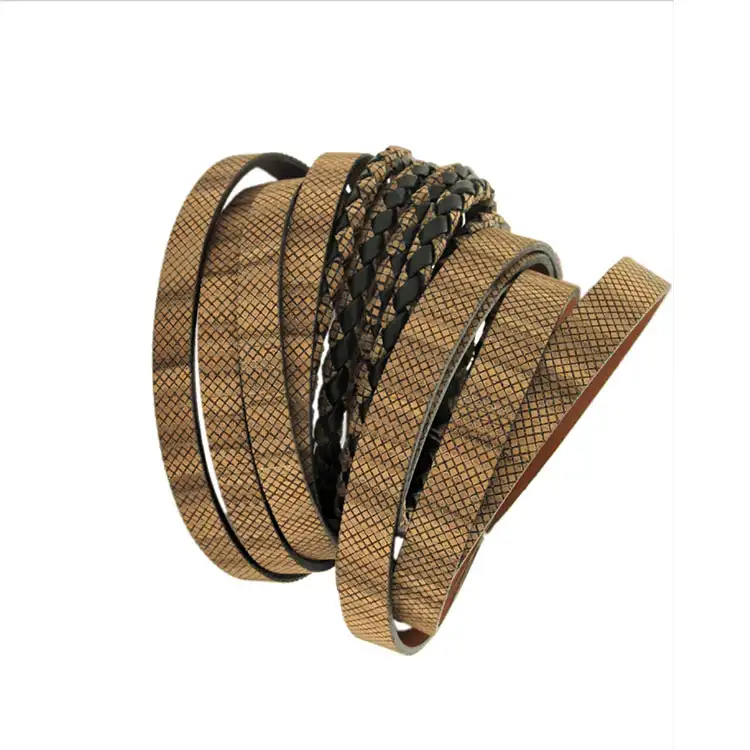 High Quality Free Samples Jewelry Making Cord Italian Design Customizable Half-Round Real Wood Genuine Leather Braided Cord