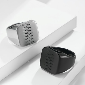 Men's Titanium Steel <b>Ring</b> Geometric Matte Finish Black Steel Daily Wear Jewelry K-R614 - Product Image 1