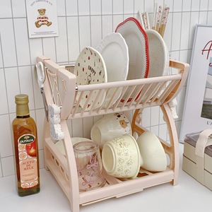 Kitchen Storage <b>Rack</b> Double Layer Dish Drainer With Chopstick Holder For Bowls <b>Plates</b> And Cutlery L Size - Product Image 4