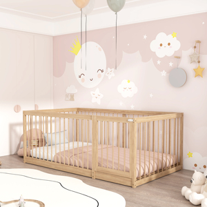 <span class=keywords><strong>Letto</strong></span> per bambini Queen Size in legno massello di buona qualità è dotato di una recinzione staccabile e due cassetti <span class=keywords><strong>Montessori</strong></span> pavimento <span class=keywords><strong>letto</strong></span> - Product Image 1