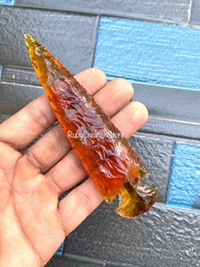 Pointes de flèche en verre de citrine orange taillées à la main de haute qualité - Pointes de lance en cristal, décoration en pierres précieuses, collection spirituelle - Product Image 5